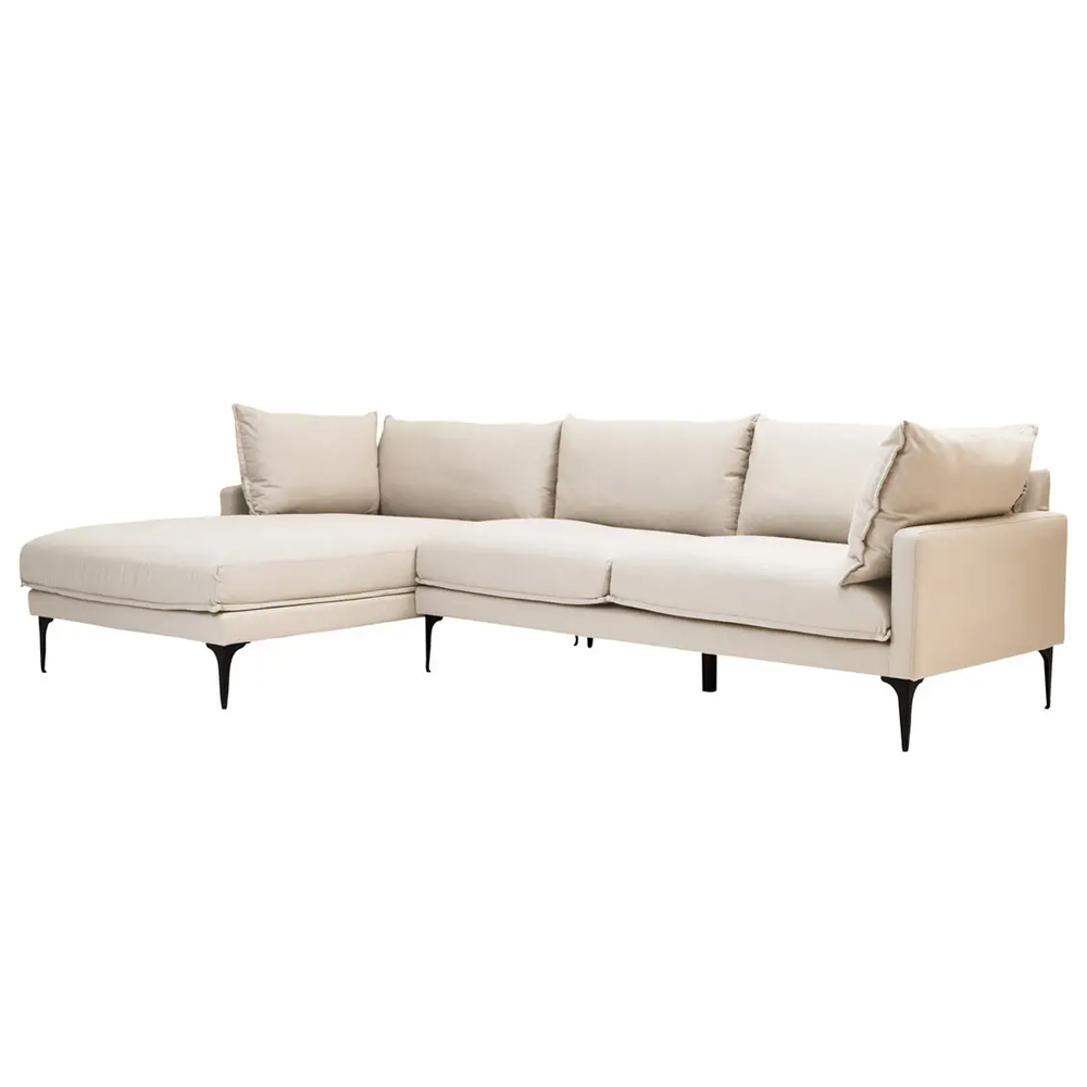 Toccoa Fabric Left Handed 3 Seater Sofa In Cream