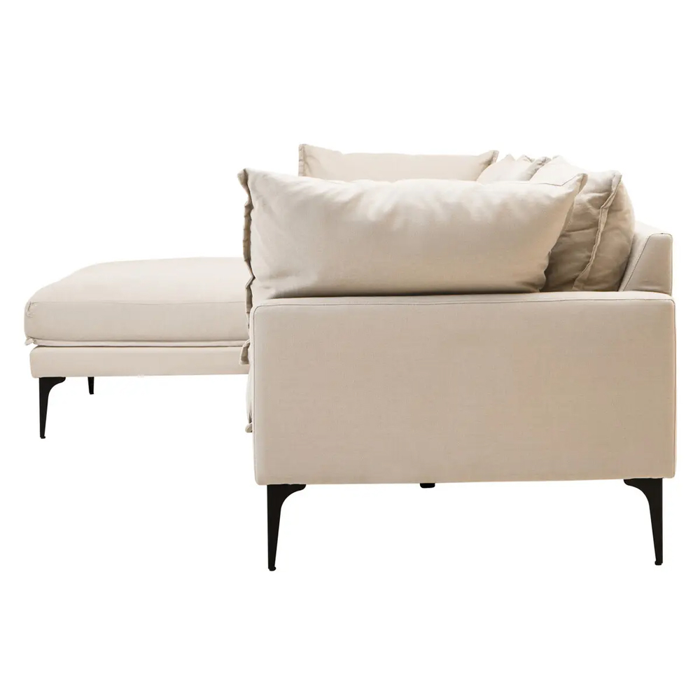 Toccoa Fabric Left Handed 3 Seater Sofa In Cream