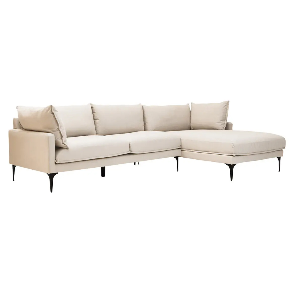 Toccoa Fabric Right Handed 3 Seater Sofa In Cream
