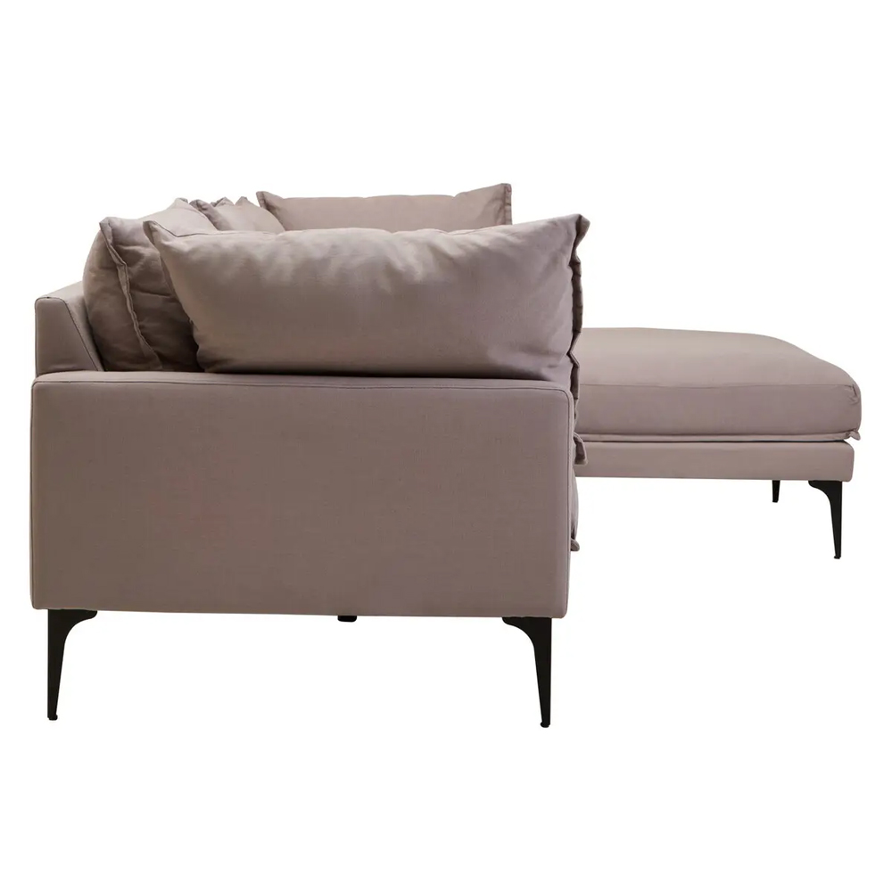Toccoa Fabric Right Handed 3 Seater Sofa In Grey