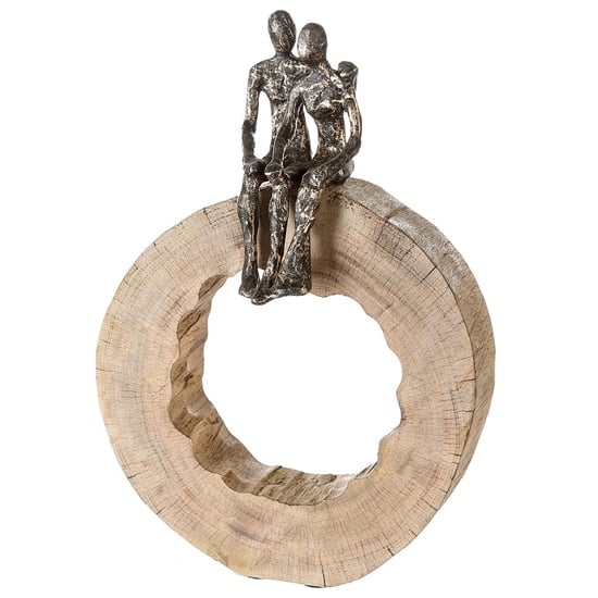 Read more about Together aluminium sculpture in bronze with natural wooden frame