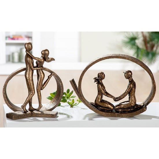 Togetherness Polyresin Set Of 2 Sculpture In Brown Furniture in Fashion
