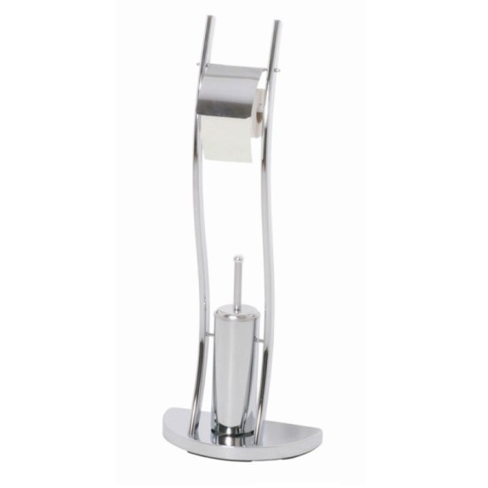 Read more about Contemporary chrome toilet paper and brush holder