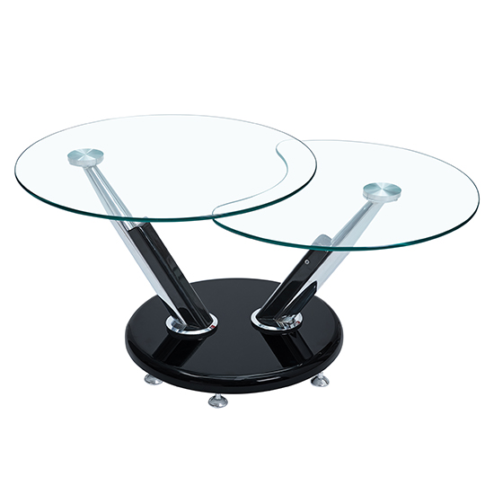 Tokyo Twist Glass Top Coffee Table With High Gloss Black Base_3