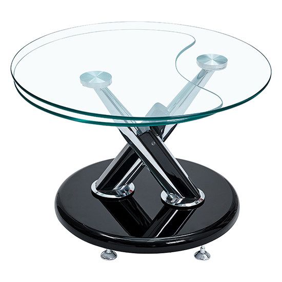 Tokyo Twist Glass Top Coffee Table With Black High Gloss Base_4