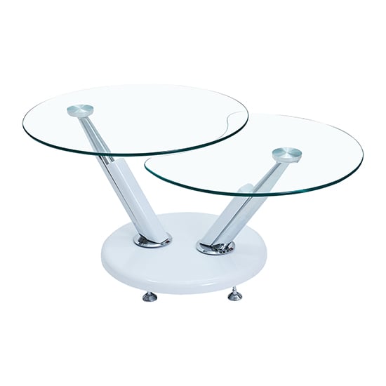 Tokyo Twist Glass Top Coffee Table With White High Gloss Base_3