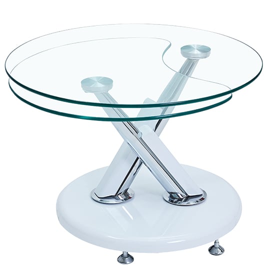 Tokyo Twist Glass Top Coffee Table With White High Gloss Base_4