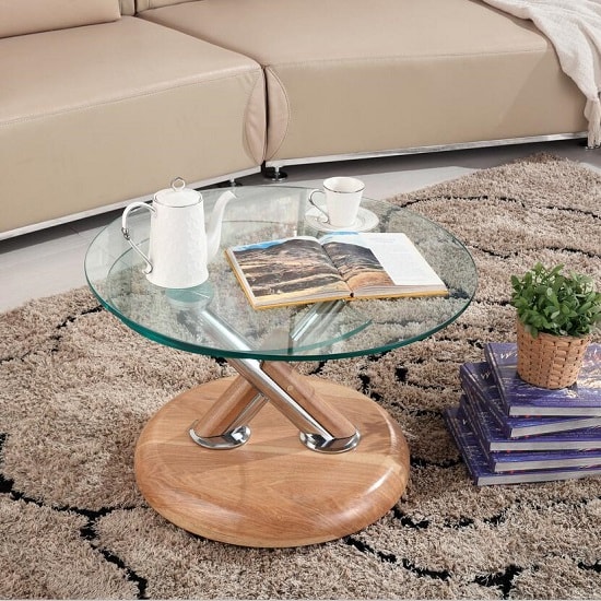 Tokyo Clear Glass Top Coffee Table In Beech Furniture in Fashion