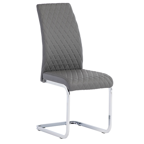Tiklo Grey Faux Leather Cantilever Dining Chairs In Pair Furniture in