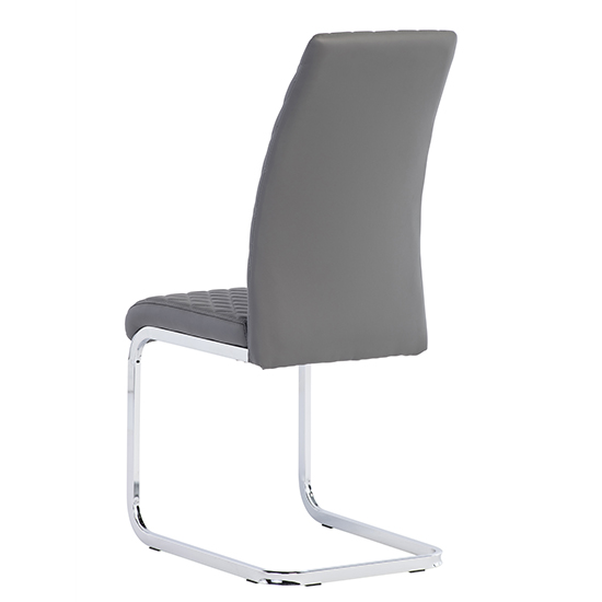 Tiklo Grey Faux Leather Cantilever Dining Chairs In Pair Furniture in