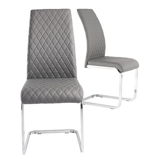 Read more about Tiklo grey faux leather cantilever dining chairs in pair
