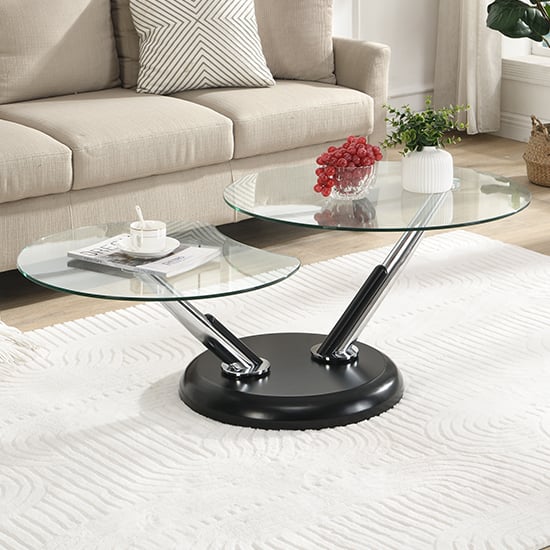 Read more about Tokyo twist glass top coffee table with black matt base