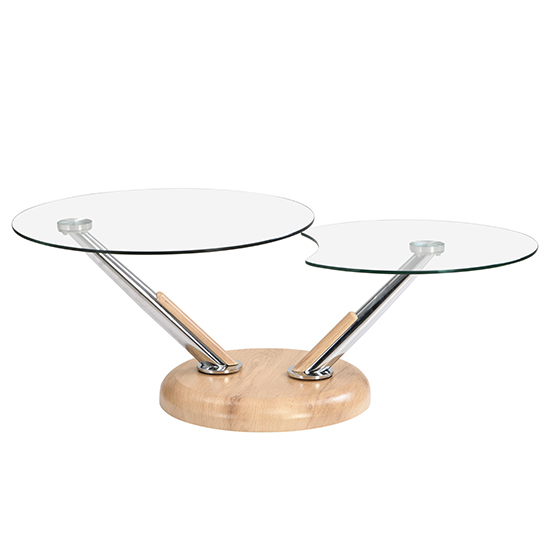 Tokyo Twist Glass Top Coffee Table With Oak Base