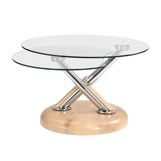 Tokyo Twist Glass Top Coffee Table With Oak Base
