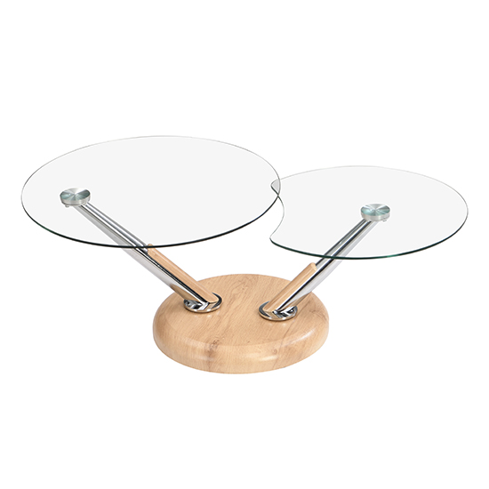 Tokyo Twist Glass Top Coffee Table With Oak Base
