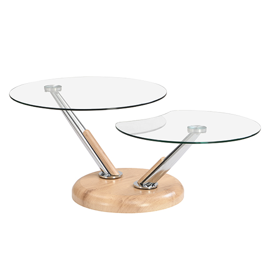 Tokyo Twist Glass Top Coffee Table With Oak Base