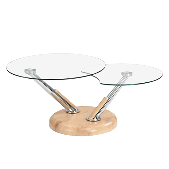 Tokyo Twist Glass Top Coffee Table With Oak Base