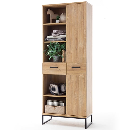 Read more about Toledo wooden 1 door 1 drawer shelving unit in grandson oak