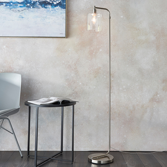 Read more about Toledo clear glass shade floor lamp in brushed nickel