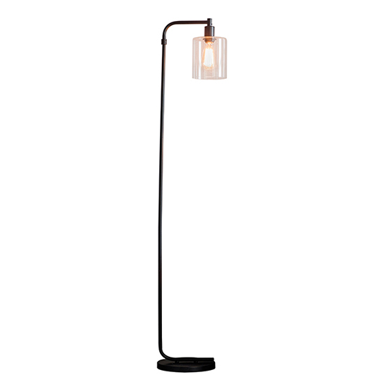 Photo of Toledo clear glass shade floor lamp in matt black