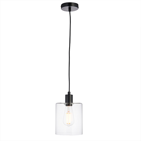 Toledo Clear Glass Shade Pendant Light In Matt Black