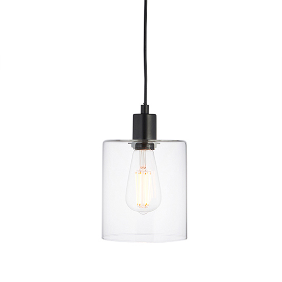 Toledo Clear Glass Shade Pendant Light In Matt Black