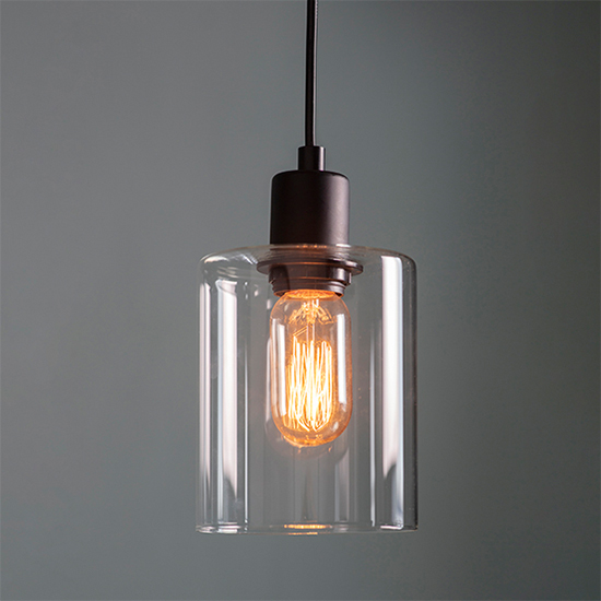 Toledo Clear Glass Shade Pendant Light In Matt Black