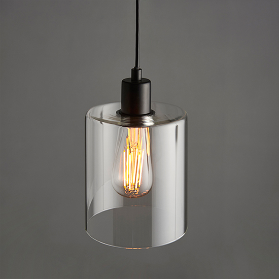 Toledo Clear Glass Shade Pendant Light In Matt Black