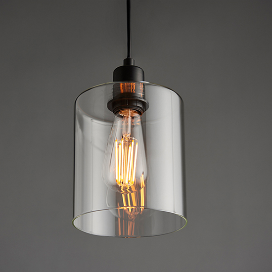 Toledo Clear Glass Shade Pendant Light In Matt Black