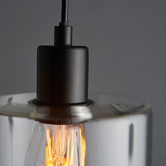 Toledo Clear Glass Shade Pendant Light In Matt Black