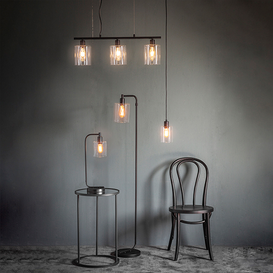 Toledo Clear Glass Shade Pendant Light In Matt Black