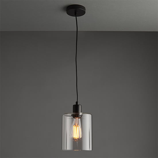 Photo of Toledo clear glass shade pendant light in matt black