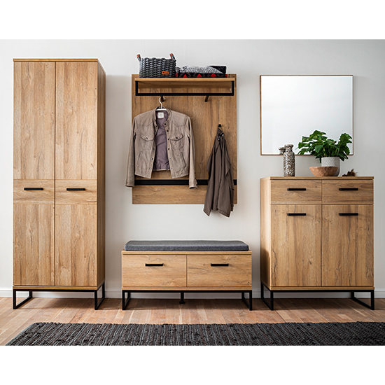 Toledo Wooden Hallway Furniture Set In Grandson Oak Furniture in Fashion