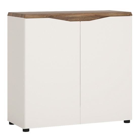 Toltec Wooden Sideboard In Oak And White High Gloss With 2 Doors thumbnail