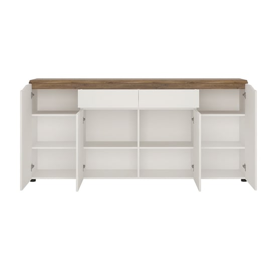 Toltec Wooden Sideboard In Oak And White High Gloss With 4 Doors_2