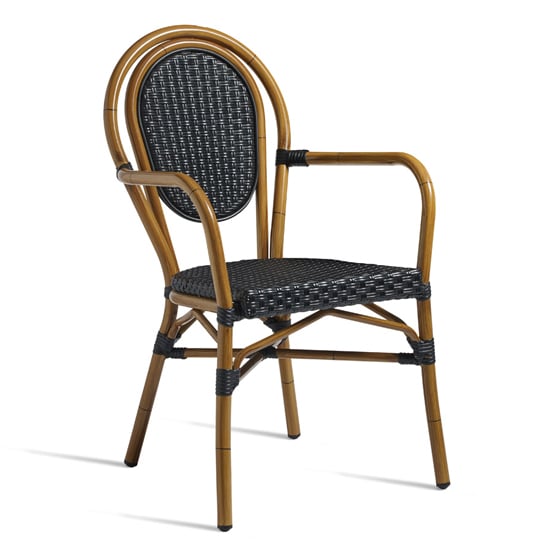 Photo of Toller outdoor armchair in black aluminium cane effect