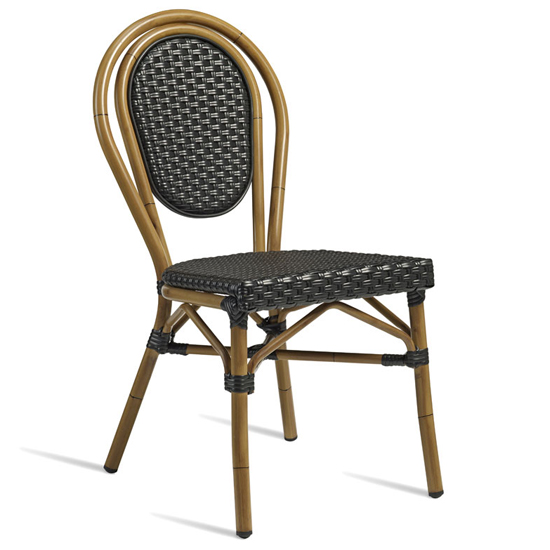 Toller Outdoor Black Aluminium Cane Effect Dining Chair In Pair