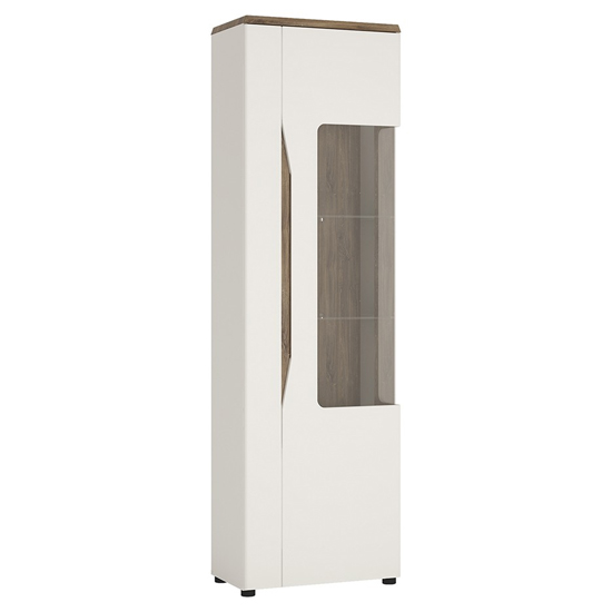 Toltec LED Right Handed Wooden Display Cabinet In Oak And White_2