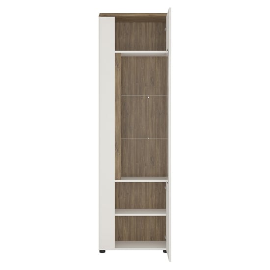 Toltec LED Right Handed Wooden Display Cabinet In Oak And White_3