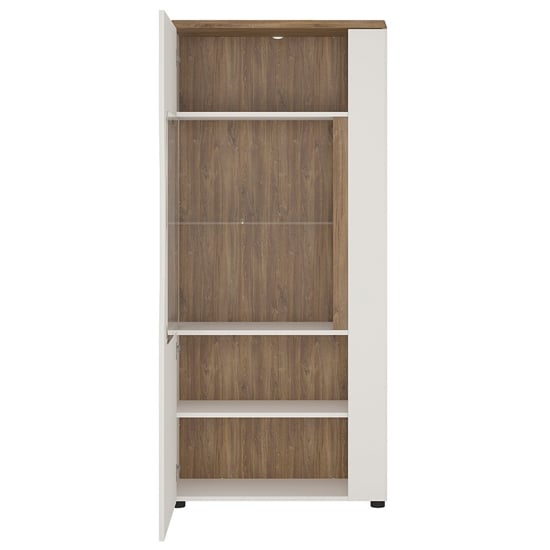 Toltec Left Handed Low Wooden Display Cabinet In Oak White Gloss_2