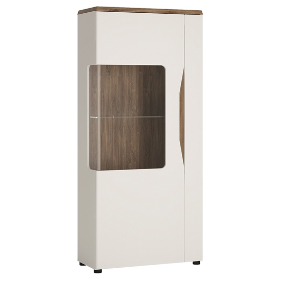 Read more about Toltec left handed low wooden display cabinet in oak white gloss