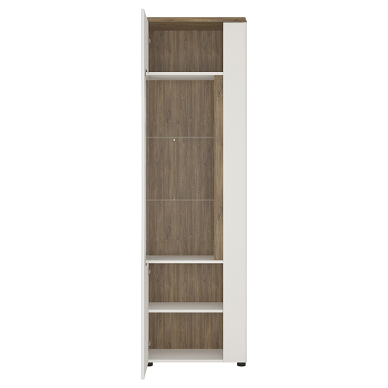 Toltec Left Handed Wooden Display Cabinet In Oak And White Gloss_2