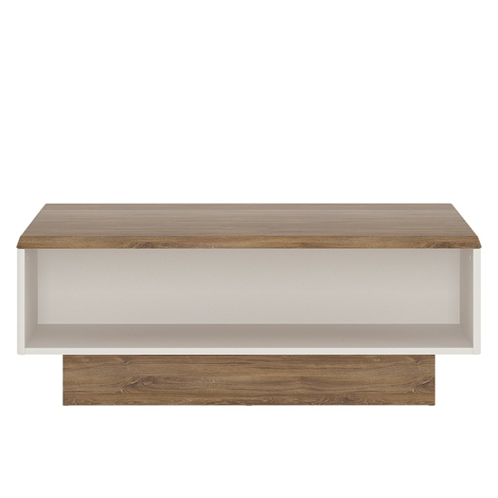 Toltec Rectangular Wooden Coffee Table In Oak And White Gloss_2