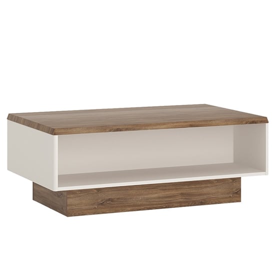 Toltec Rectangular Wooden Coffee Table In Oak And White Gloss