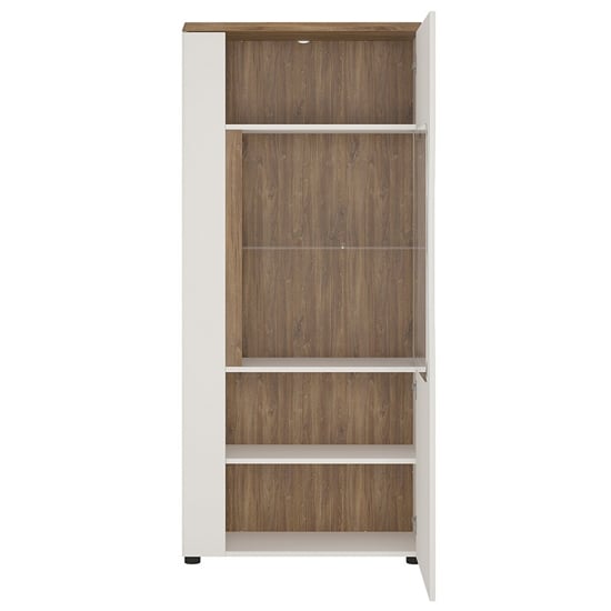 Toltec Right Handed Low Wooden Display Cabinet In Oak And White_2