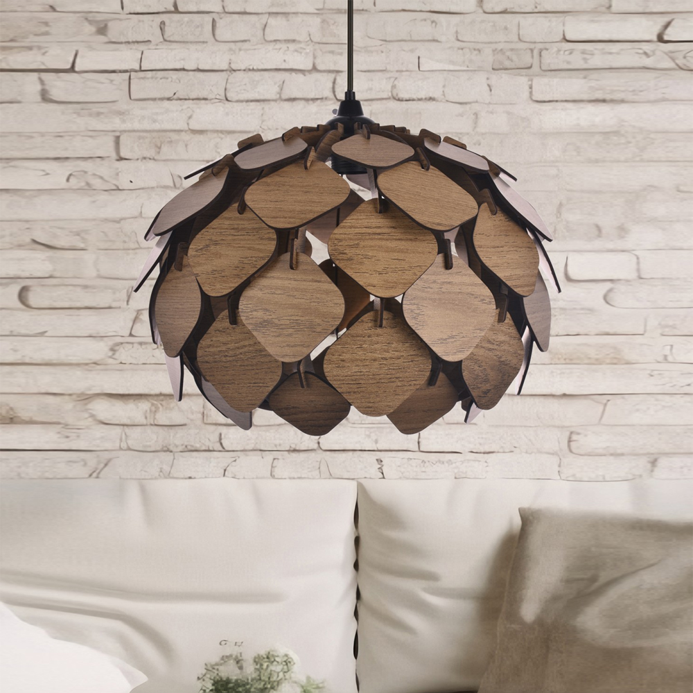 Tom Large Wooden Chandelier Light in Brown