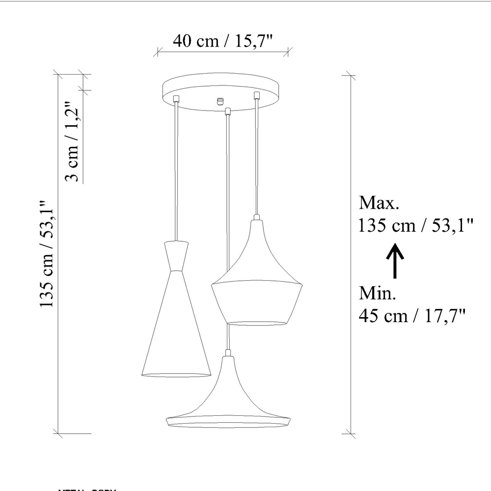 Tom Metal Ceiling Pendant Light in Antiquation