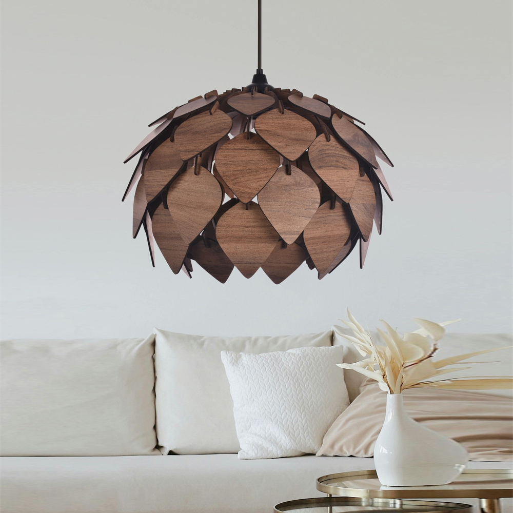 Tom Small Wooden Chandelier Light in Brown