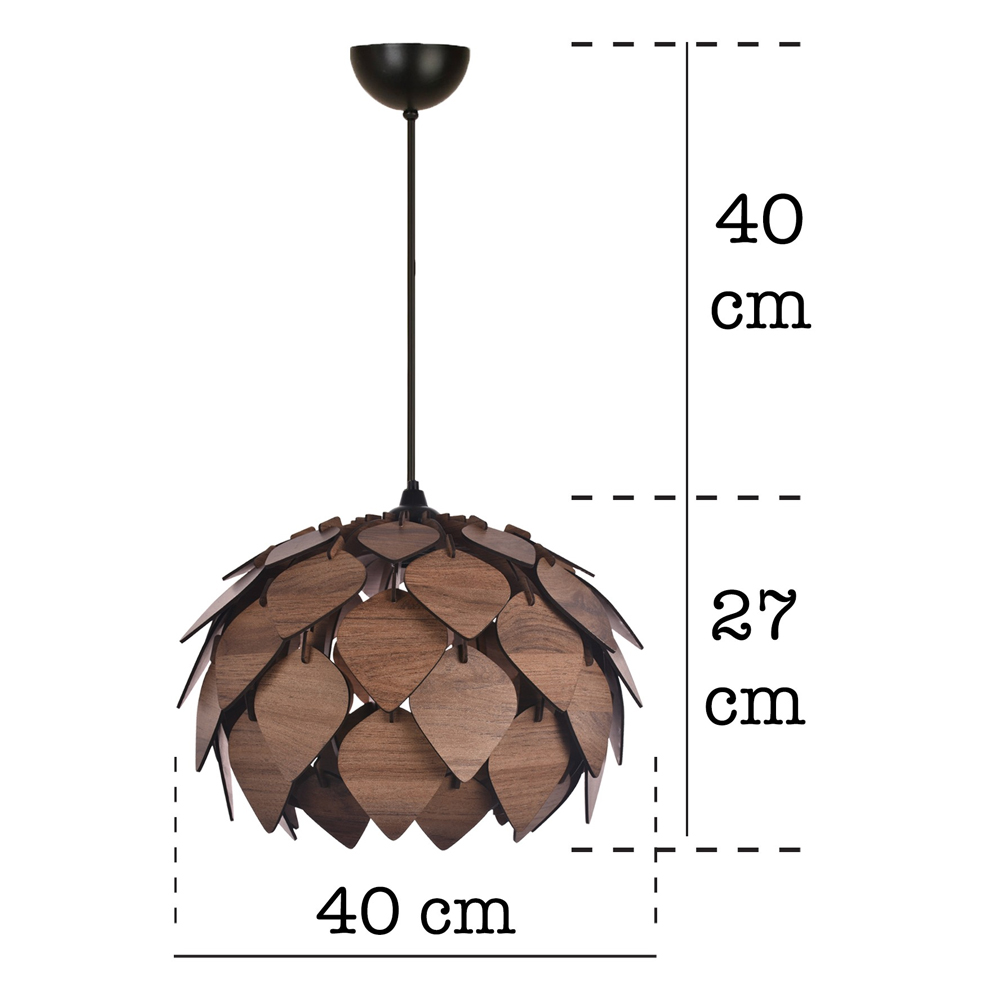 Tom Small Wooden Chandelier Light in Brown