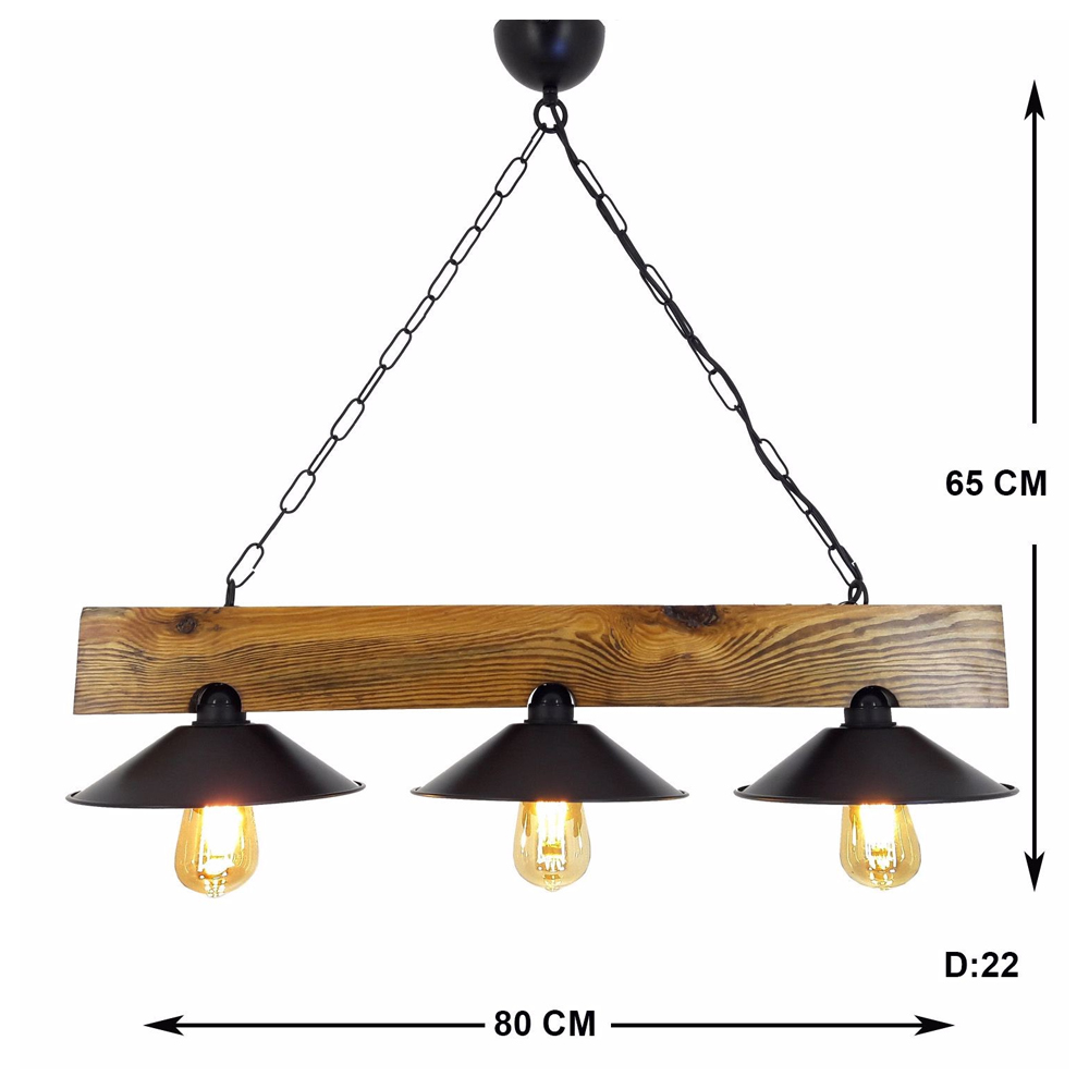 Tom Wooden Ceiling Pendant Light in Walnut and Black
